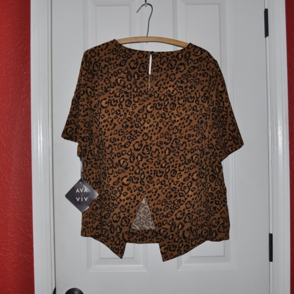 New AVA & VIV Animal Print Back Detail Blouse [B6] - Picture 5 of 8